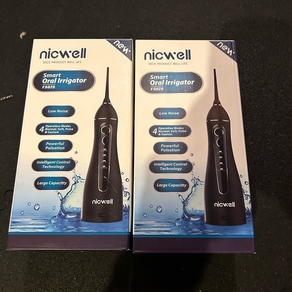 2Nicwell Cordless Smart Oral Irrigator F5025. Large Capacity with 5 Nozzle Tips.